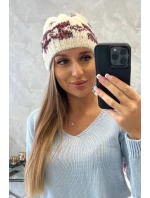 Dámska čiapka Otylia K387 ecru+bordeaux