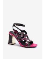 Zdobione Sandały Damskie Na Słupku D&A CR952 Czarne