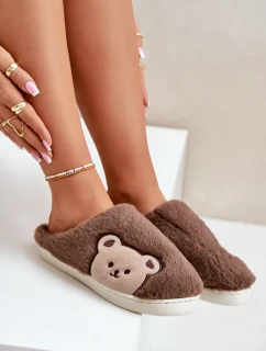 Kapcie Damskie Futrzane Z Misiem Brązowe Fiorinella