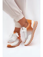 Skórzane Buty Sportowe Z Siateczką Damskie Vinceza 66775 Pomarańczowe