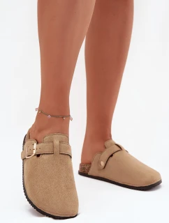 Dámske korkové papuče so zlatou prackou Big Star SS274738 Beige