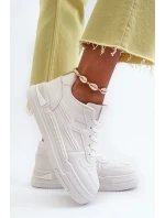 Dámske tenisky na platforme z ekokože, biele Lynnette