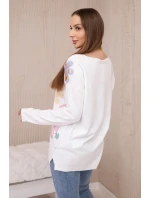 Svetrová blúzka s farebnými kvetmi žltá+modrá Svetrová blúzka s farebnými kvetmi žltá+modrá