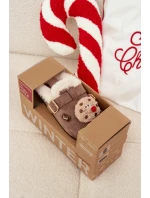 Dámské pantofle s ozdobami a přezkou vyhřívané kožešinou hnědé Thalora