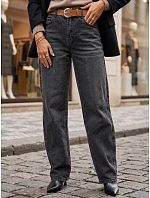 Dámske baggy džínsy s opaskom, čierne, FashionStreet UY3117