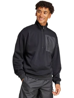 Pánske adidas City Escape Fleece Half-Zip GD Black JF3290 Pánske