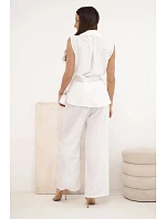 Dámska súprava s uzlíkovou blúzkou a širokými nohavicami ecru Dámska súprava s uzlíkovou blúzkou a širokými nohavicami ecru