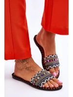 Damskie Zdobione Klapki Czarne Bellisa