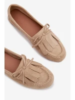 Dámské mokasíny s šněrováním a třásněmi Béžové Glorina