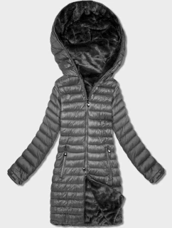 Obojstranná bunda - dámska kožušinová Goodlookin graphite (P3-6001-27)