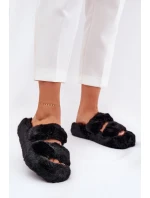 Futrzane Kapcie Damskie Na Platformie Czarne Talfedi