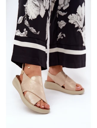 Sandały Damskie Z Eko Skóry Złote Tosmelia