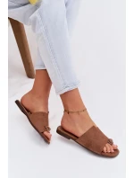 Dámské ploché nazouváky s ozdobným detailem Eko semiš hnědé Selavine