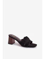 Dámské sandály na podpatku s pásky Eko semišové Černé Corivelle