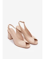 Elegantné dámske sandále na podpätku Zazoo 1085 beige