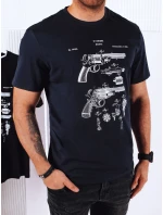 Pánske bavlnené tričko s potlačou tmavomodré FashionStreet RX5431