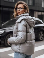 Dámska prechodná kožená bunda tmavosivá FashionStreet TY5191