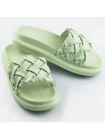 Zelené dámske šľapky so zapleteným opaskom (XA-137)