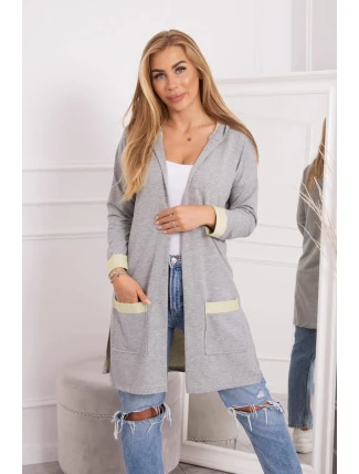 Dvojfarebná bunda s kapucňou žltá+sivá