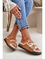 Damskie Kapcie Klapki Z Klamrami I Futerkiem Camel Ezilena