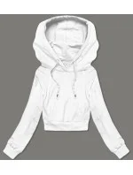 Krátka biela tepláková mikina s kapucňou (8B939-1)