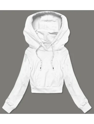 Krátka biela tepláková mikina s kapucňou (8B939-1)