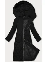 Čierna dámska prešívaná bunda pre prechodné obdobie s dĺžkou po kolená Way Mode (OMS-10WD-01)