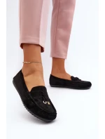 Damskie Zamszowe Klasyczne Mokasyny Czarne Ontala