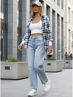 Dámske baggy džínsy s vysokým pásom svetlomodré FashionStreet UY2934