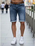 Pánske džínsové šortky s opaskom modré FashionStreet SX2572