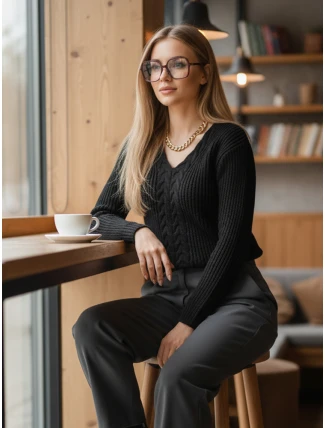 CANDIS dámsky sveter čierny FashionStreet MY1806