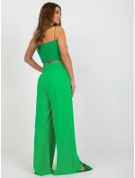 Zelené dámske nohavice so širokým pásom (8390)