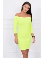 Pruhované vypasované šaty žlté neónové