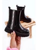 Dziecięce Wysokie Botki Ocieplane Czarne Kimmy