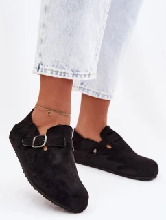 Dámské semišové ekologické polobotky s přezkou Černé Ismora