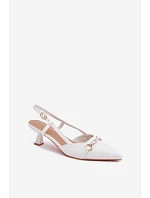Dámské sandály na podpatku s špičatými špičkami bílé Felessa