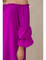 Španielske šaty s volánmi na rukáve tmavo fialové
