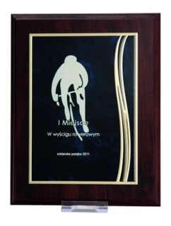 Plastový diplom s vygravírovaným kovovým štítkom