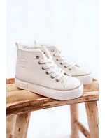 Dziecięce Wysokie Trampki Na Suwak Big Star KK374227 Białe