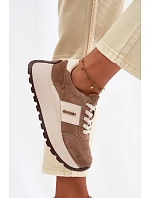 Dámské tenisky na platformě z přírodního semiše tmavě béžové Rosinae