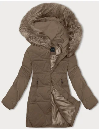 Dámska zimná bunda s kapucňou J Style béžová (16M9099-62)