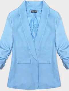 Svetlomodré tenké sako s nariasenými rukávmi (22-356)
