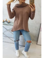 Zateplená mikina s dlhšou zadnou časťou mocca