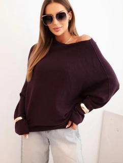 Dámsky asymetrický viskózový netopierí sveter tmavo fialový