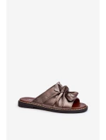 Klapki Damskie Na Płaskim Obcasie Miedziane Nelvira