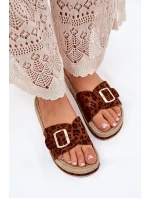 Klapki Damskie Na Platformie Ze Złotą Klamrą Panterka Selira