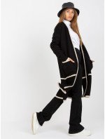 Čierno-béžový dlhý sveter s vreckami RUE PARIS