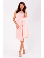 Dámske spoločenské šaty EVA & LOLA stredne dlhé ružové - Ružová / S - EVA & LOLA