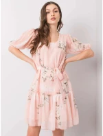Dámske kvetinové šaty LK SK 508129.06X Púdrovo ružová - Lakerta