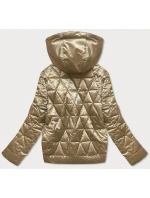 Zlatá metalická dámska bunda s kapucňou (2021-01) Zlatá metalická dámska bunda s kapucňou (2021-01)